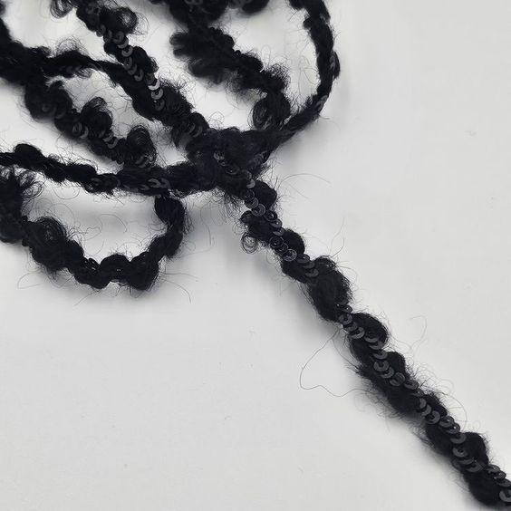 Wollband mit Pailletten, schwarz